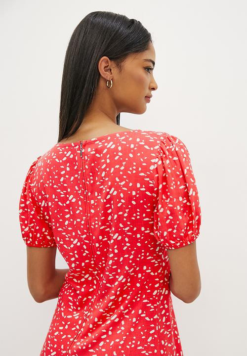 Blake - Fit and flare mini dress - coral speckle