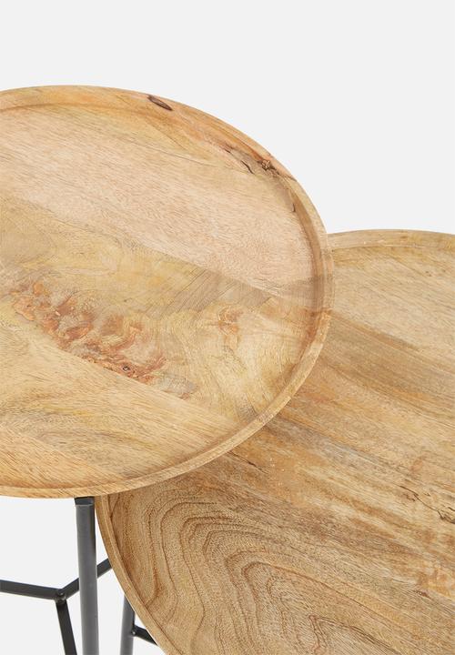 Sixth Floor - Nested wood & metal side tables - natural