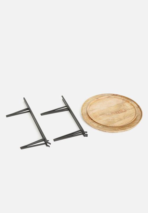 Sixth Floor - Nested wood & metal side tables - natural