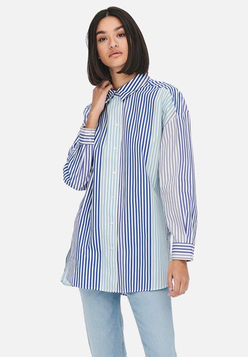 Jacqueline de Yong - Laura life striped loose shirt  - white & blue