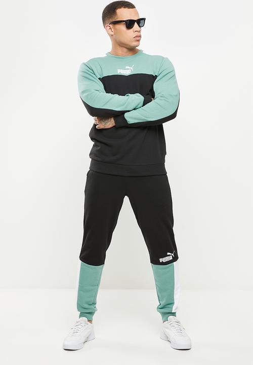 PUMA - Ess+ block crew tr - mineral blue