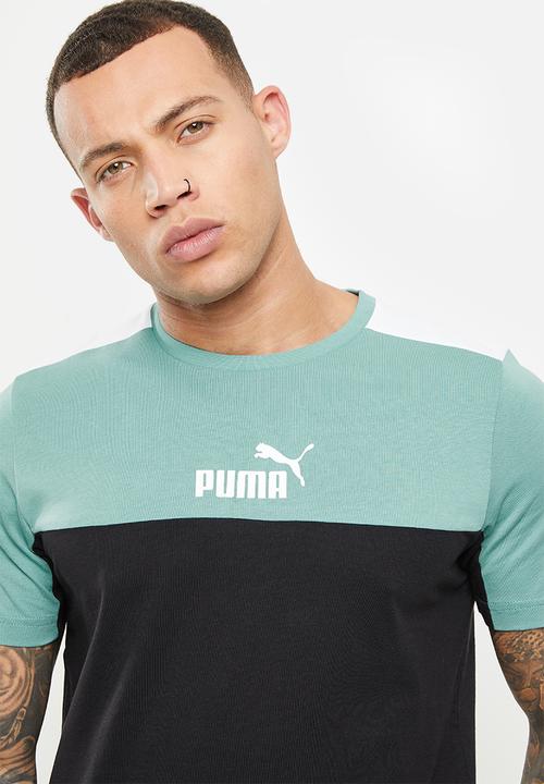 PUMA - Ess+ block tee - mineral blue