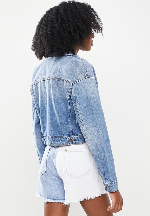 Noisy May - Carol long sleeve destroy  denim jacket - blue 