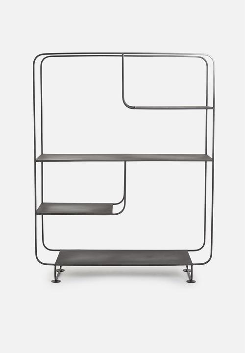 Sixth Floor - Nova 4 shelf metal cabinet - black