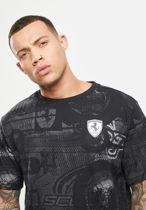 PUMA - Ferrari race aop tee - puma black