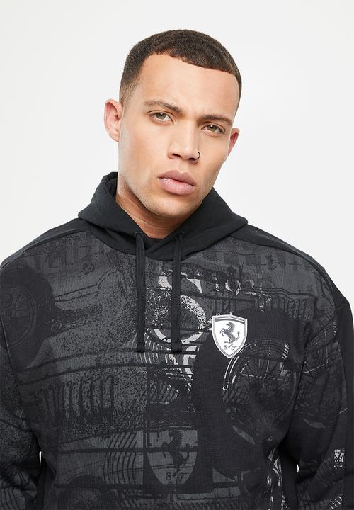 PUMA - Ferrari race aop sweat hoodie - puma black