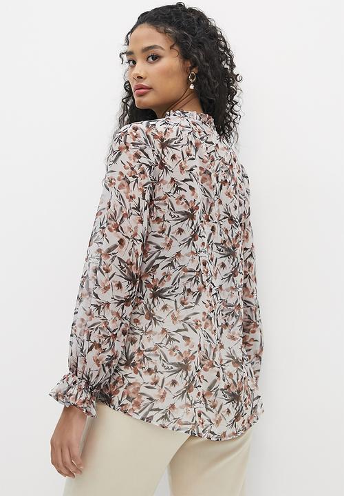 edit - Chiffon piecrust collar blouse - multi