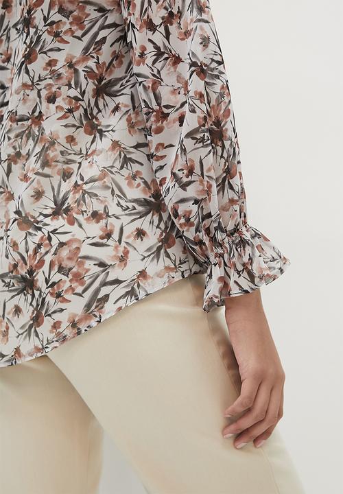 edit - Chiffon piecrust collar blouse - multi