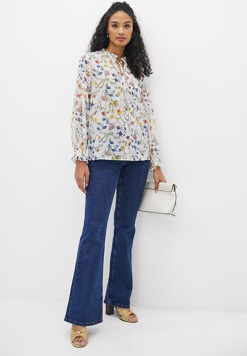 edit - Chiffon piecrust collar blouse - multi botanical floral