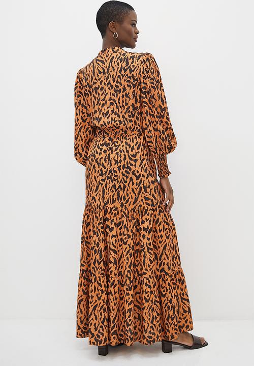 edit - Frill femme tiered maxi dress - natural animal