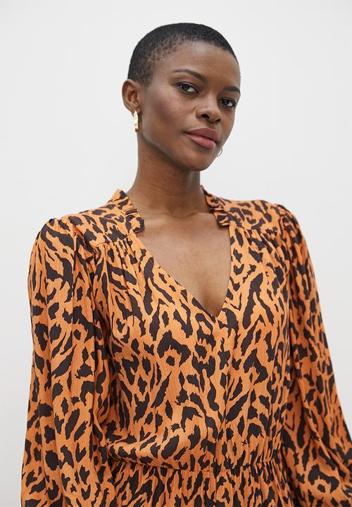 edit - Frill femme tiered maxi dress - natural animal