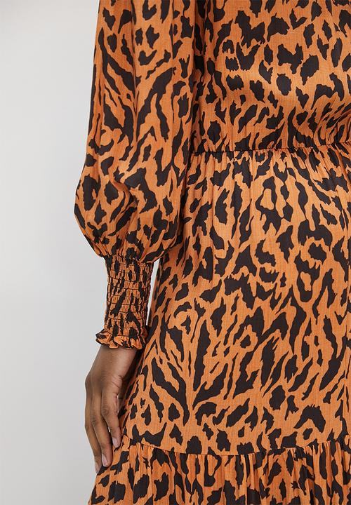 edit - Frill femme tiered maxi dress - natural animal