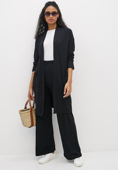 edit - Knit textured wide leg - black