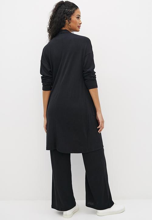 edit - Longline textured jacket - black