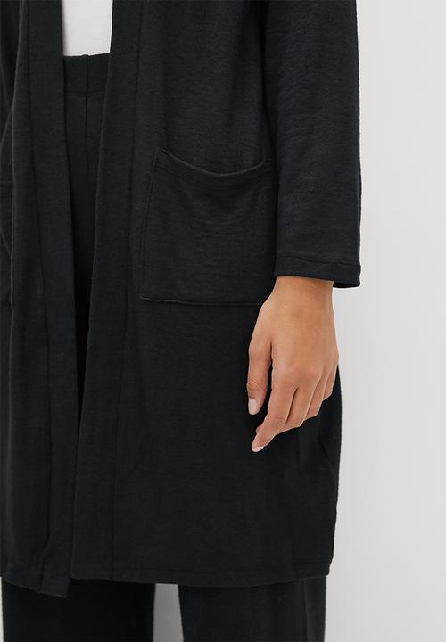 edit - Longline textured jacket - black