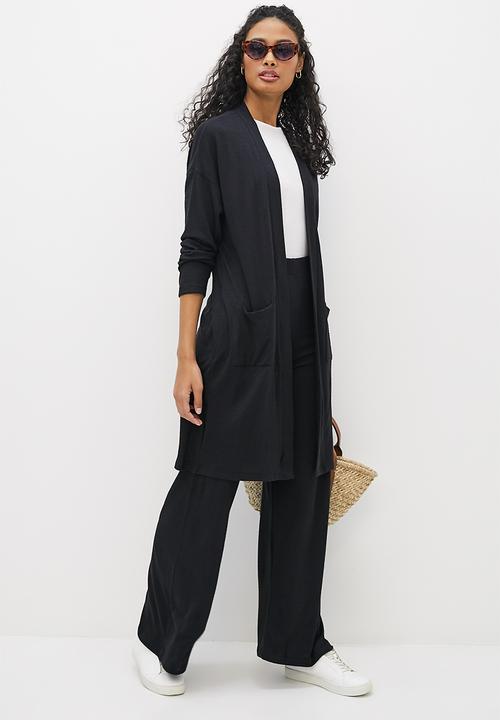 edit - Longline textured jacket - black
