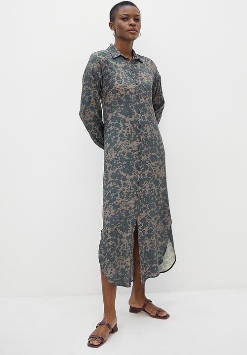 edit - Collumn collar shirt dress - smudged greys