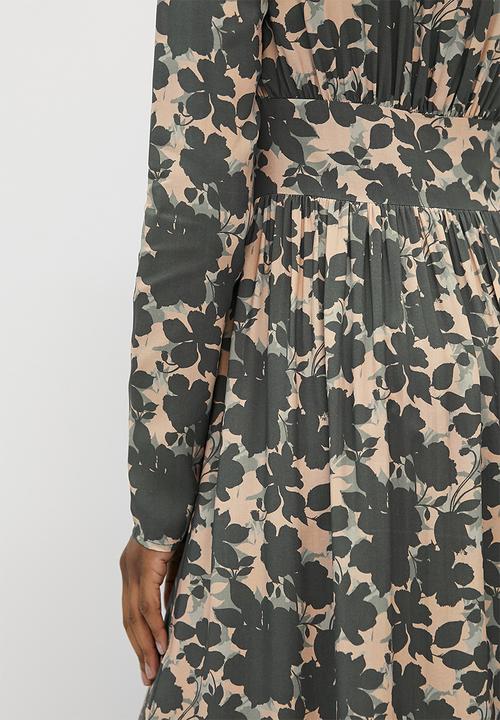 edit - Boho V-neck button down maxi - pink sage floral