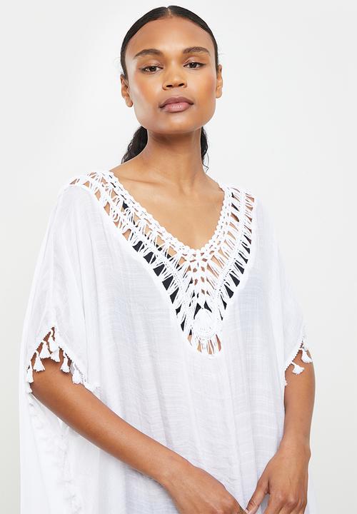 dailyfriday - Fringe low back kaftan - white