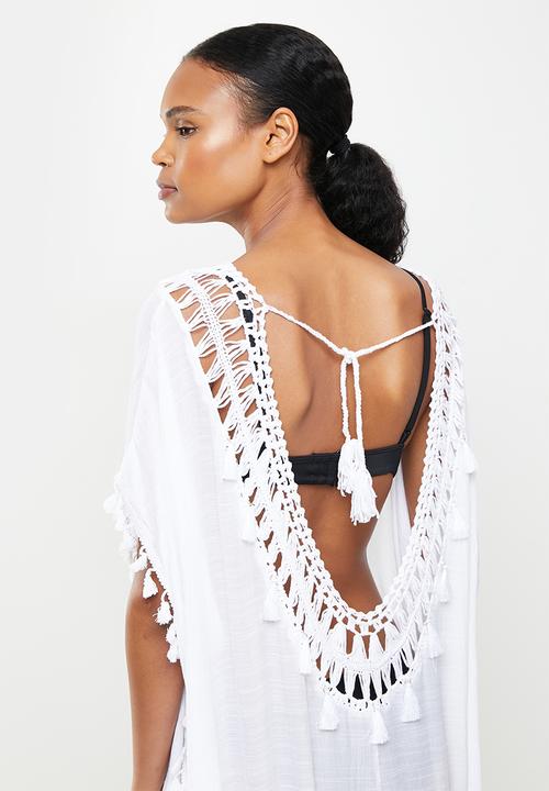 dailyfriday - Fringe low back kaftan - white