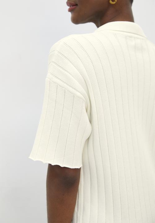 edit - Long collared slit tunic - ecru