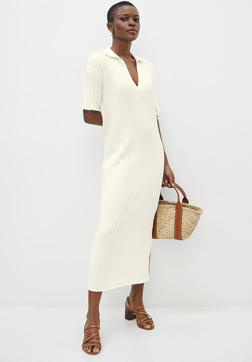 edit - Long collared slit tunic - ecru