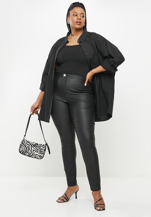 Missguided - Plus vice highwaist coated skinny jeans - black