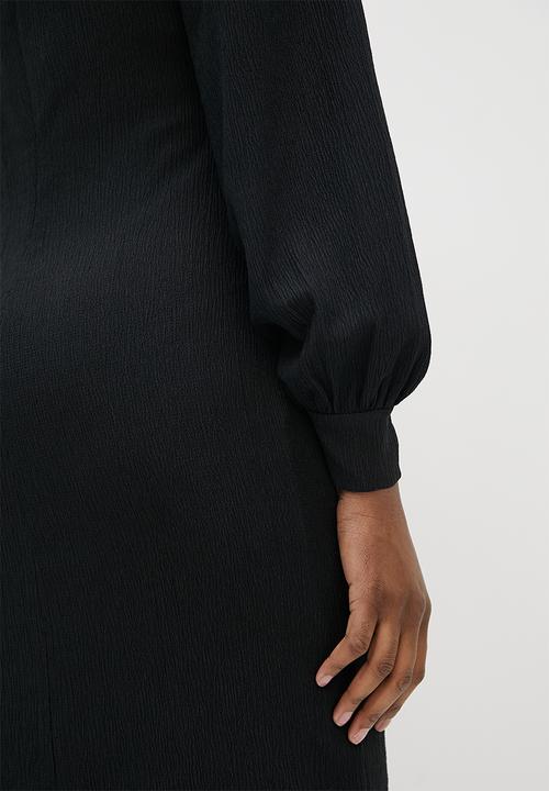 MILLA - Square neck midi bodycon dress - black