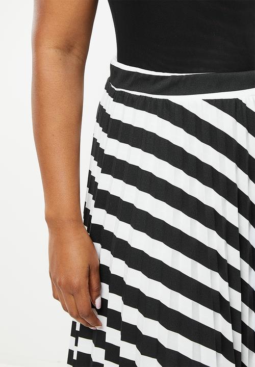 Me&B - Plus elasticated sunray pleated skirt - black & white