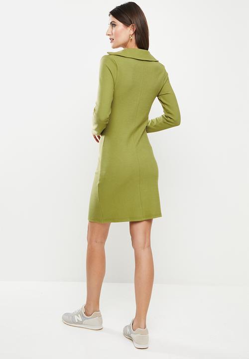 Me&B - Fine ribbed dress - sage