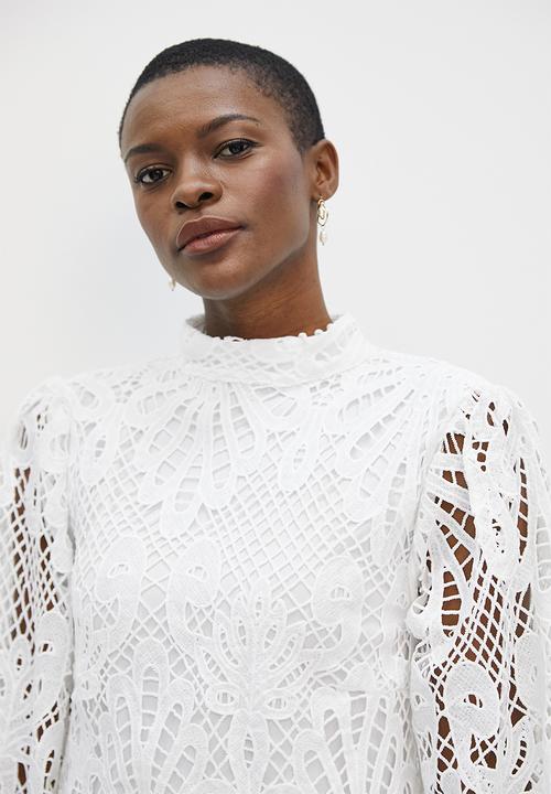 MILLA - Lace statement sleeve blouse - off white