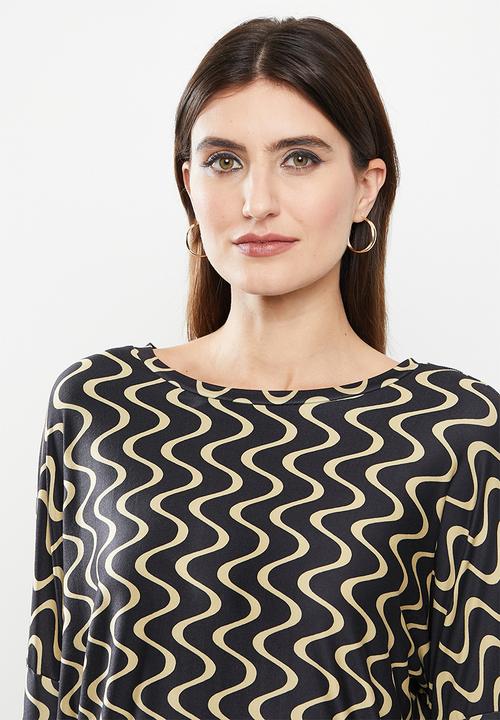 Me&B - Dolman sleeve high low tee dress - black