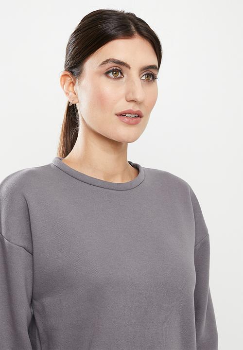 Trendyol - Raised loose pattern knitted sweatshirt  - grey