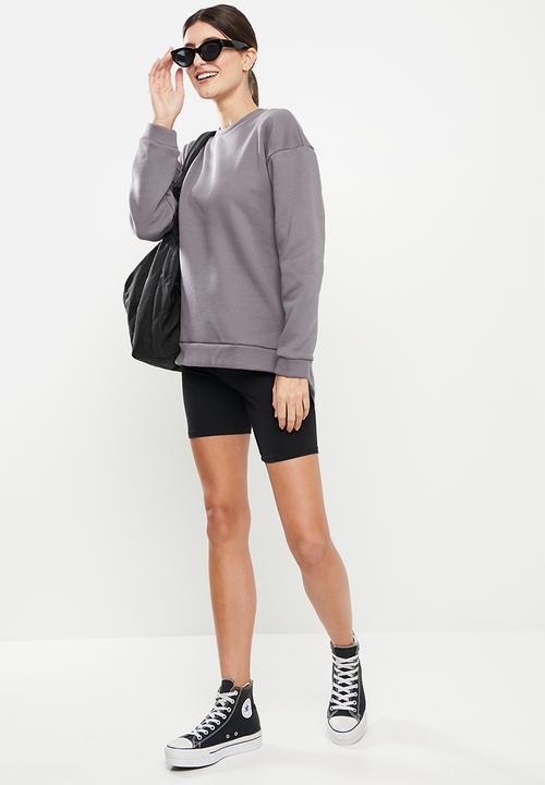 Trendyol - Raised loose pattern knitted sweatshirt  - grey