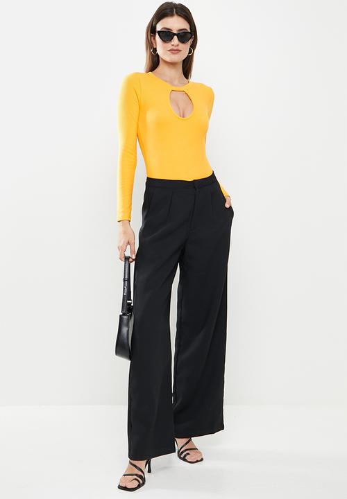 Me&B - Ribbed long sleeve bodysuit - mustard