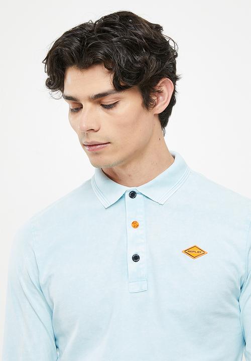 Replay - Replay long sleeve washed golfer - grey