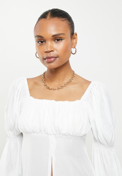 Missguided - Puff sleeve milkmaid top - white