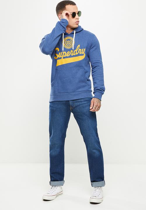 Superdry. - Script style col hoodie - rich blue marl