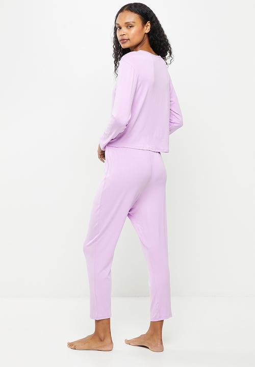 Superbalist - Sleep long sleeve top and pants set - lilac