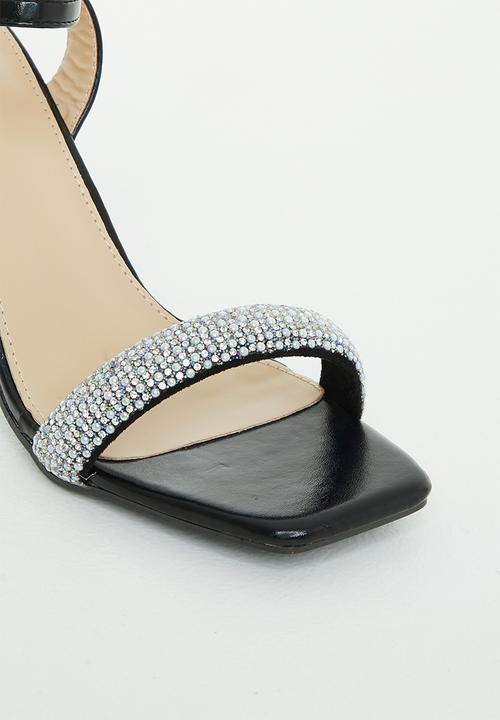Footwork - Gizelle barely there block heel - black