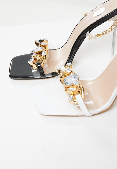 Footwork - Gia square toe ankle tie heel - white