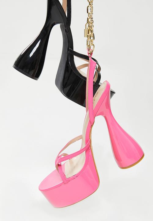 Rock & Co - Hennesy 1 lock chain tie platform heel - black