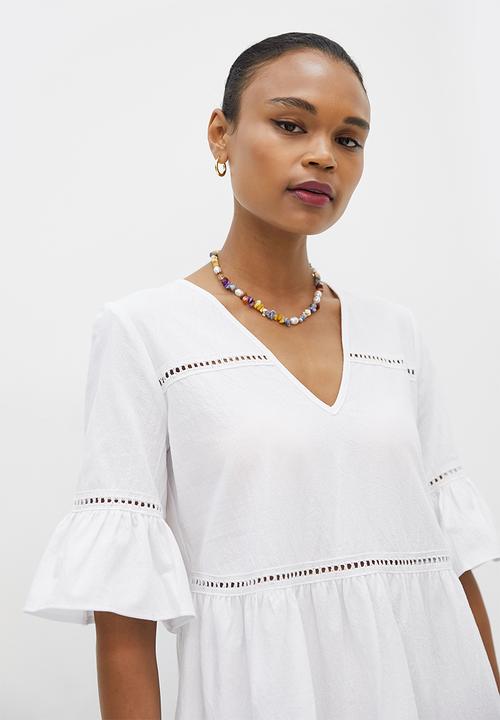 MILLA - Trim inset mini dress - ivory