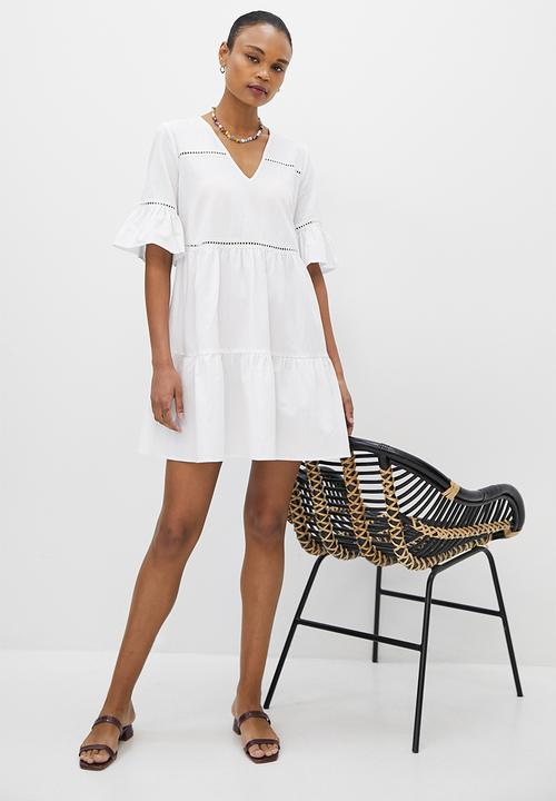 MILLA - Trim inset mini dress - ivory