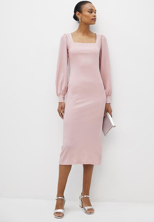 MILLA - Square neck midi bodycon dress - lilac