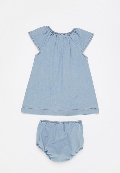 UP Baby - Denim blouse and underwear - blue
