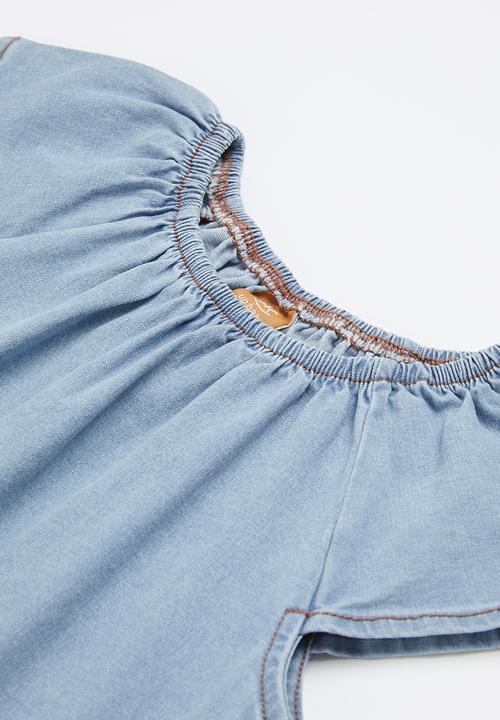 UP Baby - Denim blouse and underwear - blue