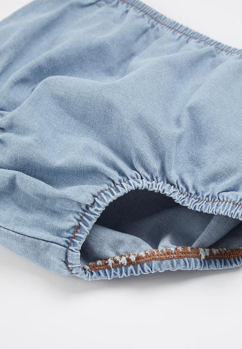 UP Baby - Denim blouse and underwear - blue