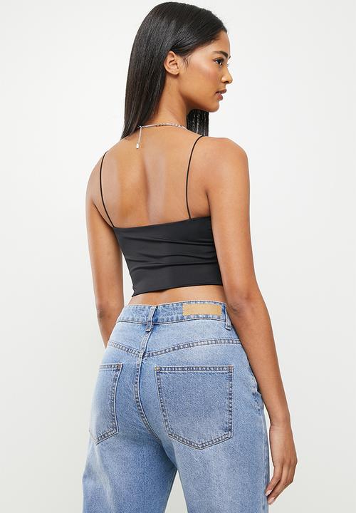 Supré  - Mara luxe elastic strap crop - black