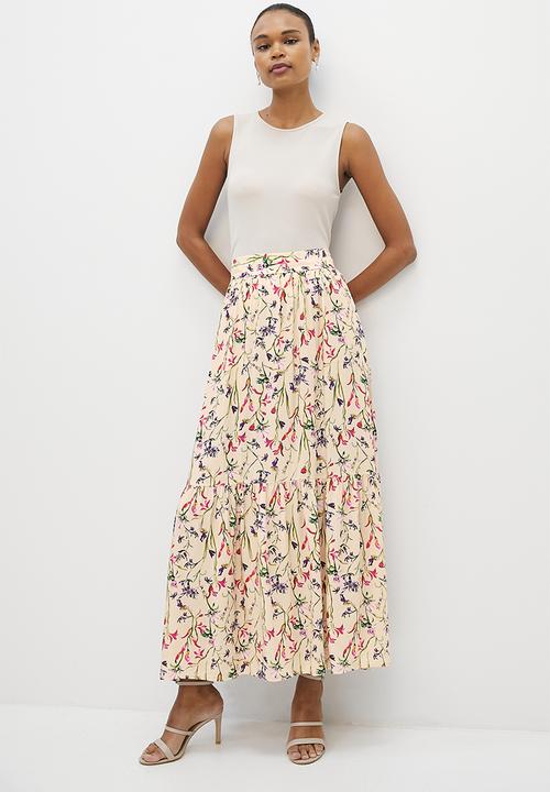 MILLA - Tiered maxi skirt - wildflower